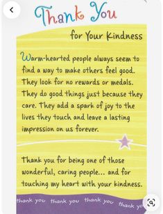 a thank card with the words, thank you for your kindness and an image of a