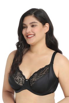 Black lacy and silky bra Women Bra, Arab Women, Plus Size Models, Stretch Satin, Bra Set, Bra Women