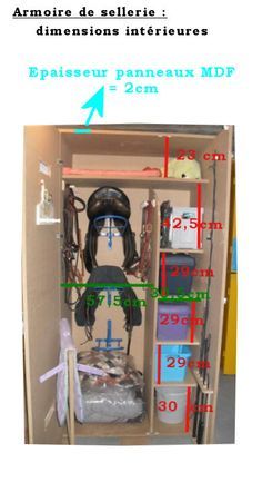 an open cabinet with various items in it and measurements on the bottom shelf for each item