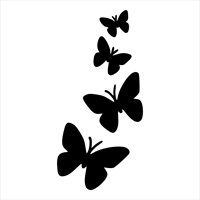 three black butterflies flying in the air