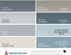 several shades of gray and white are featured in the color scheme for sherwin - williams's paint