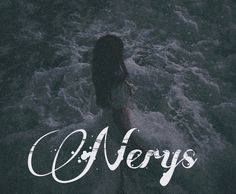 a woman standing in the water with her back turned to the camera and words that read merry