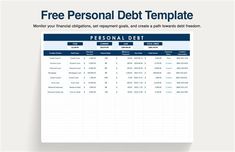 a free personal debt template is shown in this image, it shows the financial statement