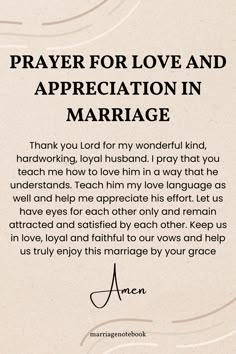 prayer for love and appreciation in marriage