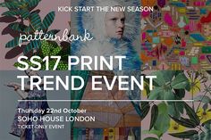 a poster for the ss7 print trend event with an image of a woman in a fur coat