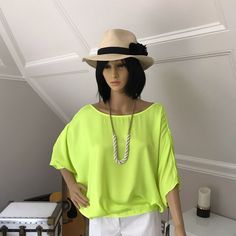 Loose Fitting, Tie At Top Back. New With Tags. Neon Yellow. #Summer Days! #Beach. Casual Summer Blouse For Party, Casual Summer Party Blouse, Summer Blouse For Day Out, Green Summer Blouse For Vacation, Summer Vacation Green Blouse, Green Summer Blouse For Day Out, Casual Green Summer Blouse, Spring Green Blouse For Beach, Green Blouse For Beach Spring Season