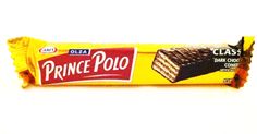 a bar of prince polo chocolate on a white background