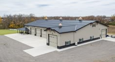 an aerial view of a large metal building