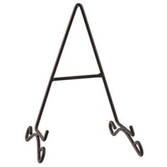 a metal rack with two hooks on it