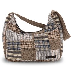 PRICES MAY VARY. COUNTRY AMERICANA PATCHWORK: Ashmont is our timeless palette of warm grey, antiqued tan, and vintage white quilted cotton fabrics in plaids and stripes in a traditional American patchwork layout. SIZED JUST RIGHT: Not too big and not too small, the Blakely quilted purse measures 11" wide, 9.5” high at the sides (7" in the middle), and 4" deep. It’s the perfect size hobo-style pocketbook to carry everything you need, and the secure top zipper closure keeps your belongings safe in Downtown Outfits, Fabric Purses, Quilted Purses, Americana Fashion, Hobo Shoulder Bag, Lightweight Quilt, Hobo Style, Fire Fits, Warm Grey