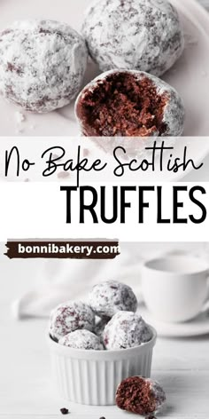 no bake scottish truffles with powdered sugar on top