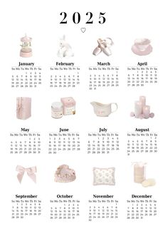 a calendar with baby items on it and the date for each child's birth