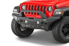 a red jeep is shown on a white background