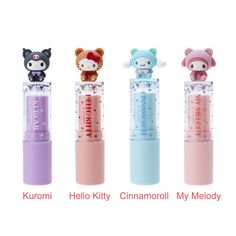 Specification: 3.8g Country/Region of origin: Japan Melts and adheres to dry lips. A highly moisturizing and glossy lip balm. Cinnamoroll Lip Balm, Sanrio Macaron Lip Balm, Sanrio Lip Gloss, Cinnamoroll Lipstick, Sanrio Lip Balm, Cute Lip Balm, Sanrio Makeup, Glossy Lip Balm, Hello Kitty Decorations