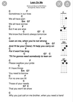 the guitar chords page for learn on me