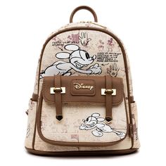 This LIMITED EDITION beautiful mini backpack features Mickey Mouse on a faded comic background with drawing details in a vintage look. See details of how Mickey and his details are drawn in awesome detail. The side pouches show different poses of Mickey with him in full bravado on the back. The bag has fabric straps perfect for putting pins on. Made of vegan faux leather, zippered opening, top carry handle, and adjustable satin feel shoulder straps. This is a boutique quality fashion backpack wi Cheap Disney Character Print Bags, Cheap Backpack With Character Print For Disney Trips, Cheap Disney Backpack For Theme Park, Character Print Backpack For Travel, Disney Prints, Mickey Mouse Purse, Disney Lines, Mickey Mouse Backpack, Cute Mini Backpacks