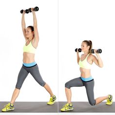 a woman doing squat exercises with dumbbells