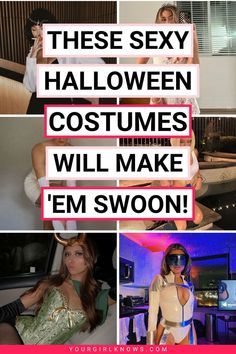 there are many different pictures with the words halloween costumes will make em swoon