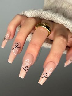 Purple y2k nails Unghie Nail Art, Heart Nail Designs, Nude Nail Designs, Beige Nails, Coffin Nails Long, Acrylic Nails Coffin Short, Heart Nails, Coffin Nails Designs, Fancy Nails