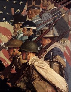 Norman Rockwell - Painter.  A Pictorial History of The United States Army (to Make Men Free). Norman Rockwell, United States Army, Military Art, Second World, Art Galleries