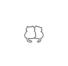 a black and white drawing of two cats hugging each other's butts on a plain background