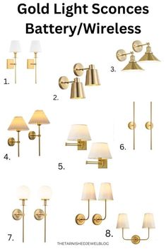 the different types of wall lights that are available for home decor and lighting fixtures, including lamps