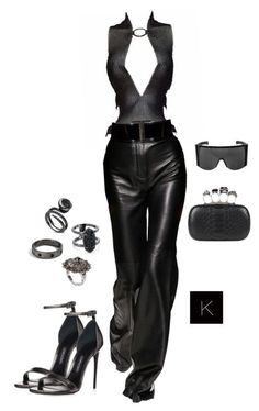 Villain Outfits Female Drawing Black, Luxury Club Outfit, Spiked Outfit, Bayonetta Outfit Ideas, Black Polyvore Outfits, Goth Outfits For Women, Clothes Shifting, Alexander Mcqueen Outfit, Famous Clothes