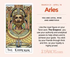 the emperor tarot card from aries, which is being used as an advertisement