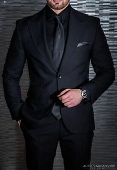 Premium Black Men Suit Dinner Prom Party Business Goom Tuxedo Wedding Suit Custom, Mens Clothing Formal Suits Men, All Black Suit, Blazer Outfits Men, Suits Men Business, Designer Suits For Men, Tuxedo Wedding, Men’s Suits