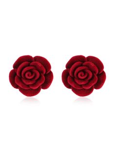 Red Rose Flannelette Stud Earrings Disney Style, Red Rose, Red Roses, Vintage Inspired, Stud Earrings, Disney, Floral, 10 Things, Red