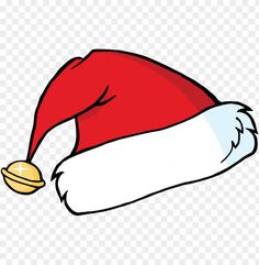 a santa hat with a bell on the top and no background, hd png