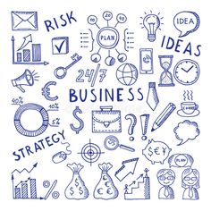 business doodles on white paper with blue ink stock photo edite and royalty images