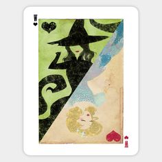 a card with an image of a woman in a witches hat