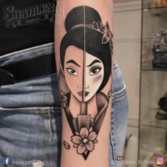 Tattoo Back Piece, Disney Inspired Tattoo, Disney Sleeve Tattoos, Mangas Tattoo, Tattoo Son, Lady Bug Tattoo, Geisha Tattoo, Tattoo Back, Tattoo Signs