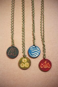 Element Necklaces, Diy Dye Clothes, Avatar Ang, Avatar Legend Of Aang, Fandom Jewelry, Element Necklace, Korra Avatar, Avatar Series, Geek Crafts