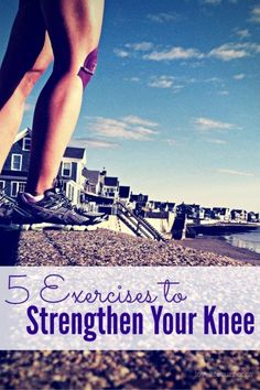 a person walking on the beach with text overlay reading 5 exercises to strength your knee