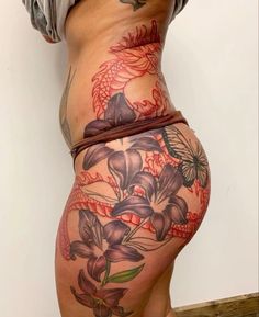 Thigh Tattoos Black Women, Colorful Tattoos For Black Women, Tattoos Abstract, Tattoos Japanese, Tattoos Watercolor, Body Tattoo Design, Tattoos Traditional