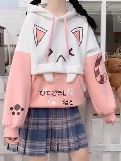 41885007904849 Kawaii Hoodie Outfit, Pink Hoodie Aesthetic, Cat Outfits, Saving Account, Kawaii Outfits, Kawaii Hoodies, Kawaii Sweater, Kawaii Hoodie, Y2k Girls