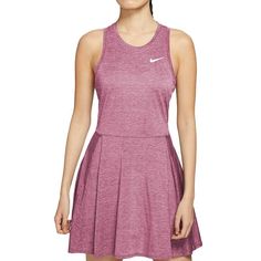 Nike Women's Court Dri-FIT Advantage Tennis Dress CV4692-698 PLAY TO YOUR ADVANTAGE. Own center court in the NikeCourt Dri-FIT Advantage Dress. Pleats in the front let you run and slide without restriction, while stretchy fabric wicks sweat to help you stay dry when your match heats up. Benefits Dri-FIT technology helps you stay dry and comfortable. Knit fabric is lightweight, soft and stretchy. Pleats in the front give you extra room to move. Cut-out in the back adds breathability in this high- Tennis Dress, Extra Room, Black Style, Active Wear Tops, Stretchy Fabric, Pink Black, Dri Fit, Black Fashion, Nike Women