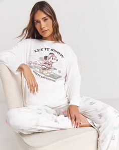 Elevate your night-time routine with our Mickey Mouse Soft Rib Lounge Set. Get into the winter season spirit in the 'let it snow' graphic! Our pyjama sets are designed with fit in mind, featured a super stretchy material & adjustable waistband for maximum comfort. Snow Graphic, Ribbed Lounge Set, Time Routine, Thermal Tights, Pyjama Sets, Mouse Christmas, Mickey Mouse Christmas, Slip On Trainers, Matching Swimwear