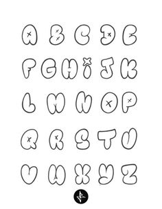 the alphabet is drawn in black and white