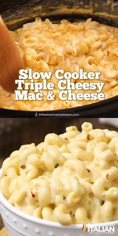 the macaroni and cheese is ready to be cooked in the slow cooker