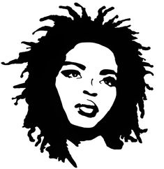 a black and white drawing of a woman's face with dreadlocks on her hair