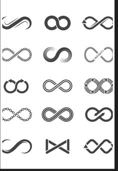 a set of different types of symbols in the form of an infinite sign, consisting of two