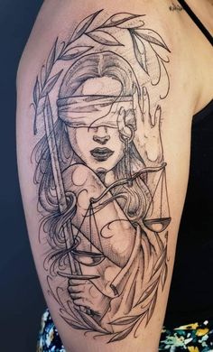 Nemesis Tattoo, Lucifer Tattoo, Artemis Tattoo, Athena Tattoo, Female Warrior Tattoo, Libra Tattoo, Scale Tattoo, Goddess Tattoo