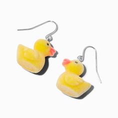 Claire's Fuzzy Rubber Duck 0.5" Drop Earrings Getting Your Ears Pierced, Keychain Clip, Rubber Ducks, Unicorn Plush, Dry Nails, Latest Jewellery, Silver Drop Earrings, Rubber Duck, Fashion Accessories Jewelry