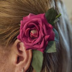 Beautiful Rose Hairclip For All Occasions Brand New Rose Behind Ear, Flower Behind Ear, Rose Gold Lace, Faux Fur Headband, Raspberry Rose, Rose Hair Clip, Minnie Ears Headband, Fur Headband, Vintage Headbands