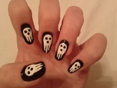 Soul Eater Nails, Anime Nails, Cute Nail Art, Soul Eater