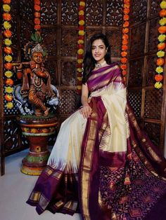 Pattu Saree Blouse Designs, New Saree Designs, Saree Blouse Neck Designs, New Saree Blouse Designs, Traditional Silk Saree, Double Weave, Simple Sarees, Silk Saree Blouse