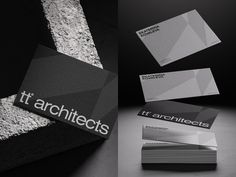 some business cards that are on top of each other with the word it architects printed on them